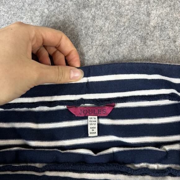 Joules Mini Skirt Womens 12 Navy White Nautical Striped Cotton Casual Pockets - Picture 3 of 10